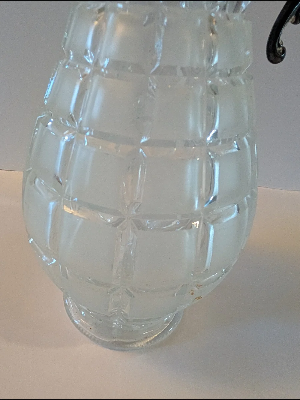 Etched Crystal Sheffield Pitcher Silver Plated Lid and Handle Hand‎ Cut